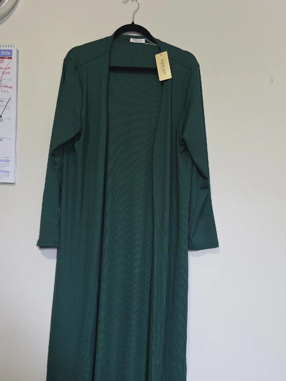 Green Ribbed Tank & Wide-Leg Pants Set With Duster New With Tags XL